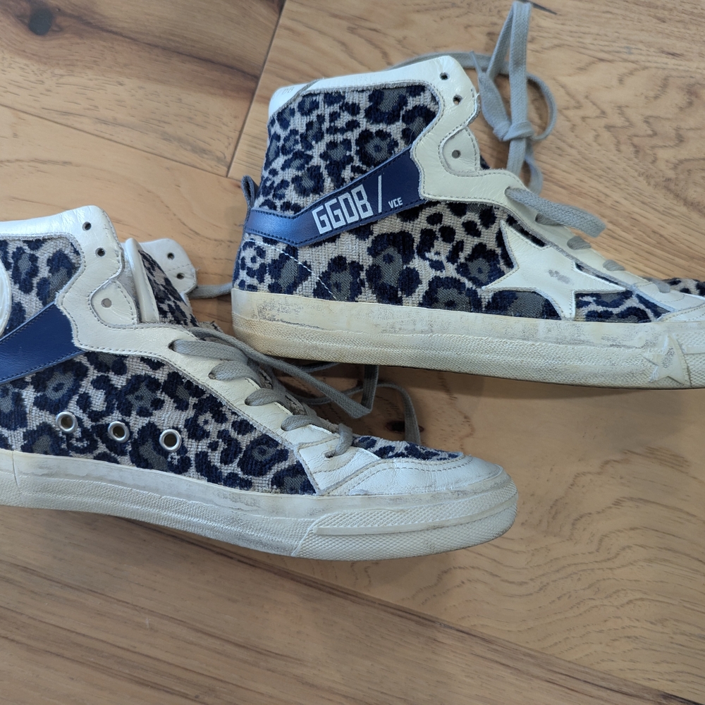 Golden Goose Leopard Print High-Top Sneakers 39